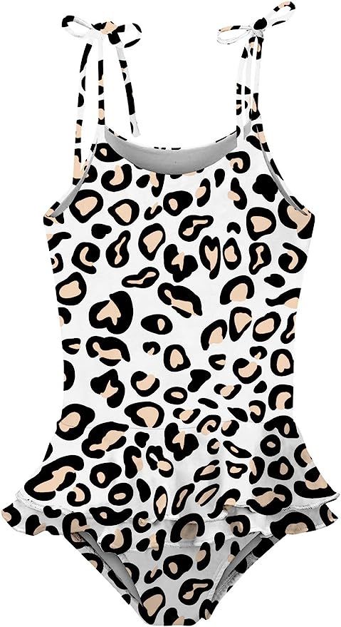 Girls One-Piece Swimsuit Adjustable Straps Tankini Swimwear Ruffled Bathing Suit with Sun Protect... | Amazon (US)