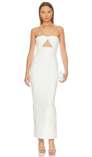 Icon Gathered Strappy Gown in Alabaster | Revolve Clothing (Global)