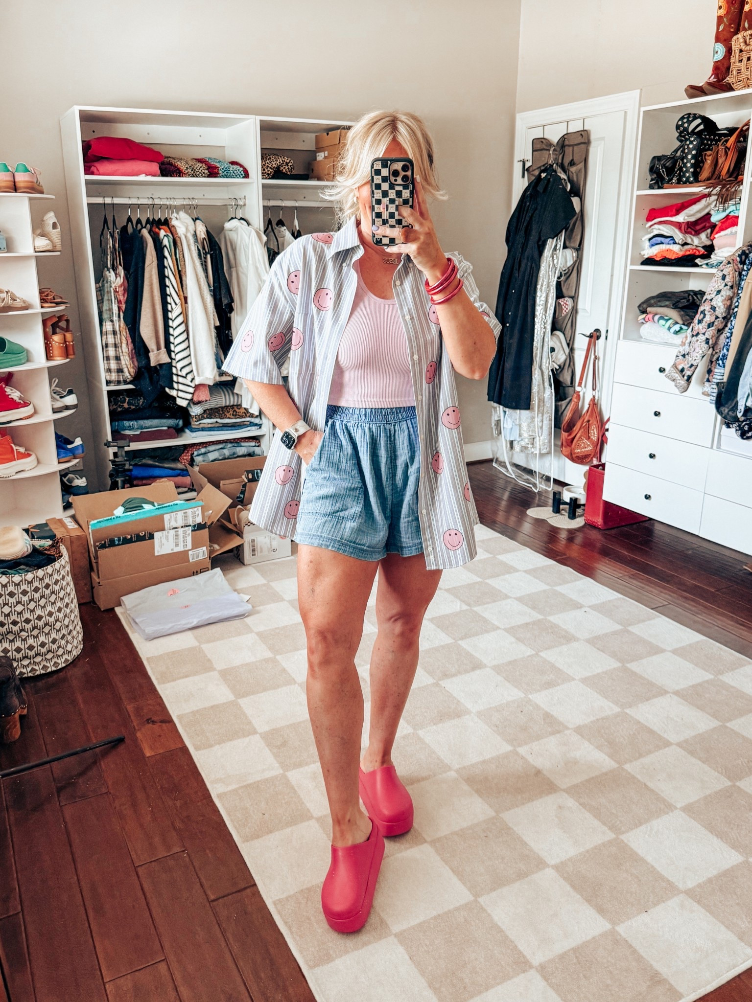 My after church fit for family time 💕
Mens button up with smileys - mens 16 
Tank - M/L
Shorts - M
Crocs - sized down 


#LTKOver40 #LTKShoeCrush #LTKStyleTip