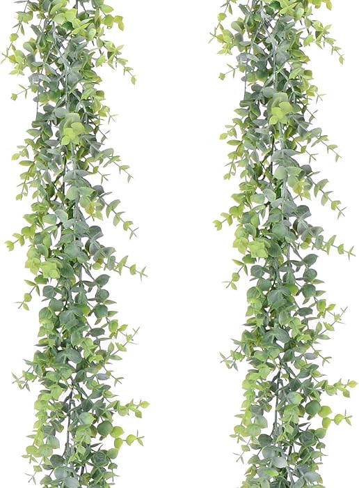 Artificial Vines Faux Eucalyptus Garland, 2 Pack Fake Eucalyptus Greenery Garland Wedding Backdro... | Amazon (US)