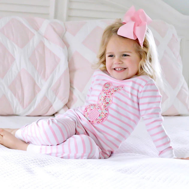 Floral Bunny Loungewear Pink Stripe | Classic Whimsy