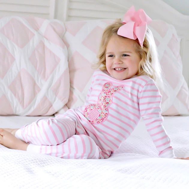 Floral Bunny Loungewear Pink Stripe | Classic Whimsy