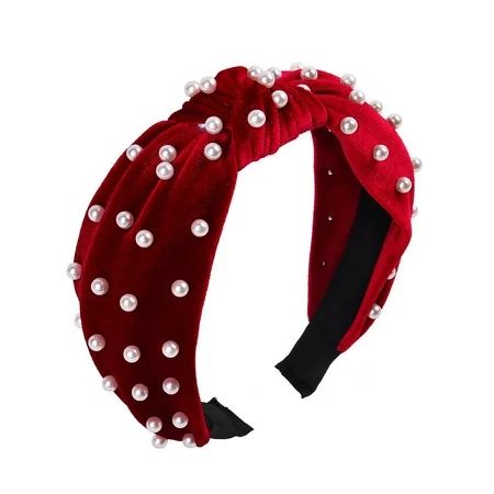 Red solid color cloth wrapped pearl headbands | Walmart (US)