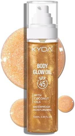 KYDA Travel Size Sunscreen,SPF 45 Sunscreen Spf Body Oil with Gold Mica, Sun-kissed Glow Skin Ill... | Amazon (US)