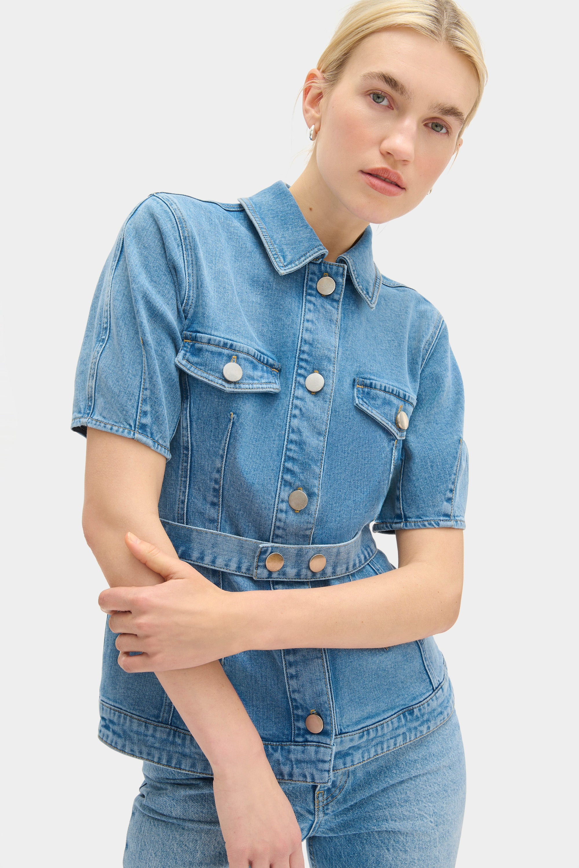 ALIGNE Belted Denim top - Blue | Jette | ALIGNE USA