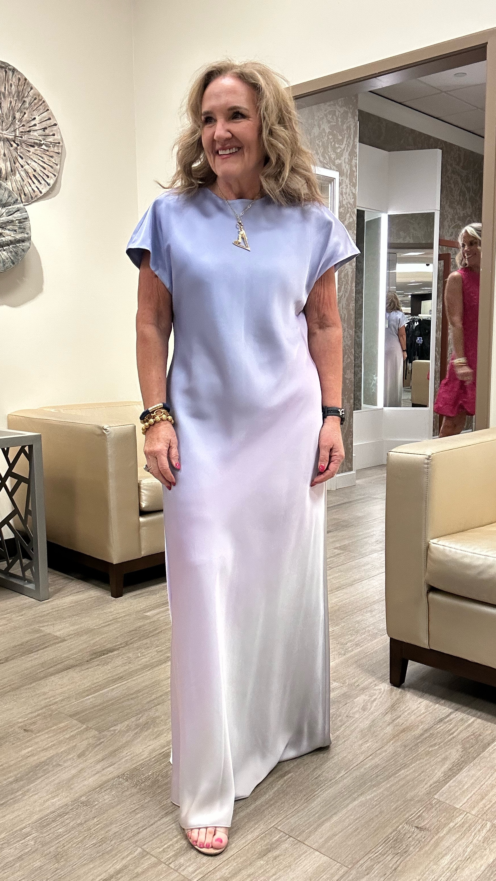 Wow. This dress is beautiful. I’m in a 10 the store didn’t have an 8. I might get 2 sizes to see what works best for you. The simplicity of this dress is stunning  

#LTKWatchNow #LTKWedding #LTKOver40