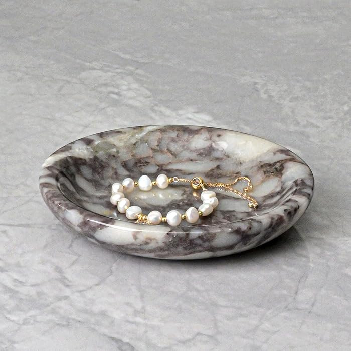 ZSHAWN Natural Marble Ring Dish Jewelry Tray – 5.5" Trinket Dish for Rings Earrings Necklace, S... | Amazon (US)
