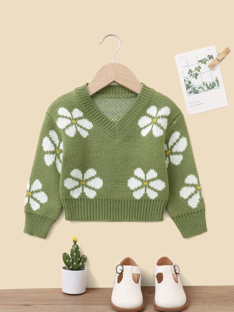 New
     
      Baby Floral Pattern Sweater | SHEIN