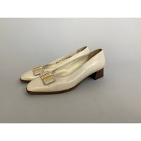 Vintage Bally White Leather Flats With Bow - Women's Size 3.5 | Etsy (US)