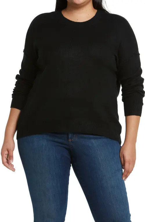 Vince Camuto Crewneck Sweater in Rich Black at Nordstrom, Size 1X | Nordstrom