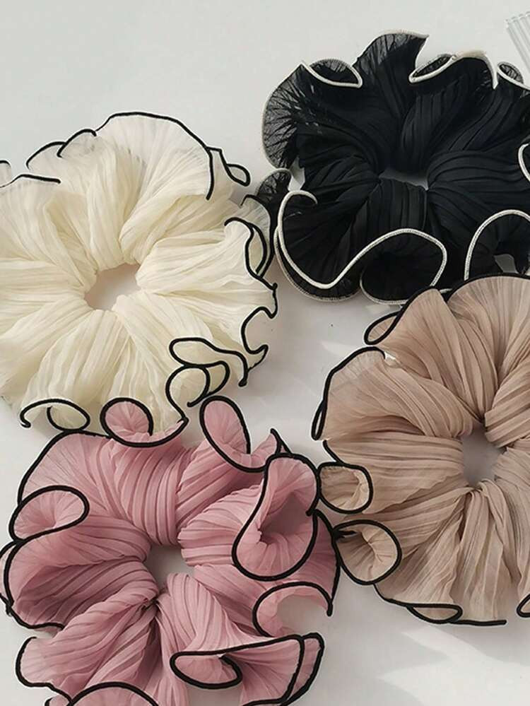 4pcs French Style Chiffon Lace Bowknot Hair Scrunchies For Daily Life, Vacation And Casual Occasi... | SHEIN