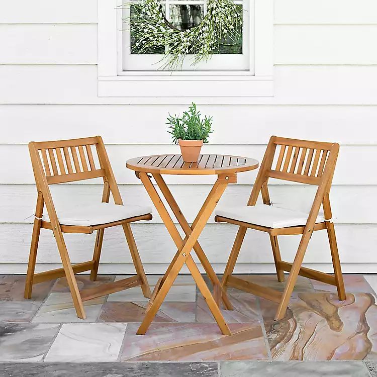 Acacia Wood 3-pc. Bistro Set with Cushions | Kirkland's Home