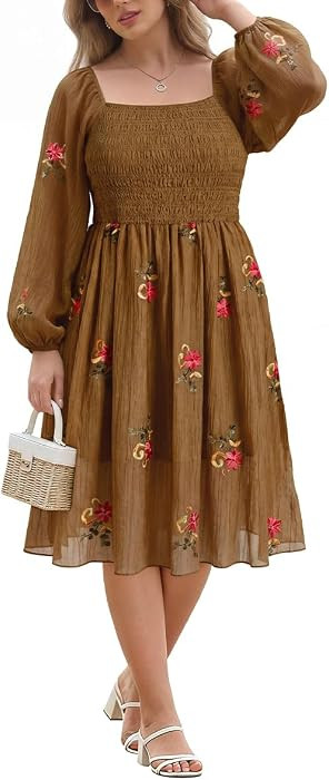 RITERA Plus Size Summer Dresses Short Sleeve V Neck Flowy Midi Dress Chiffon Boho Floral Beach Pa... | Amazon (US)