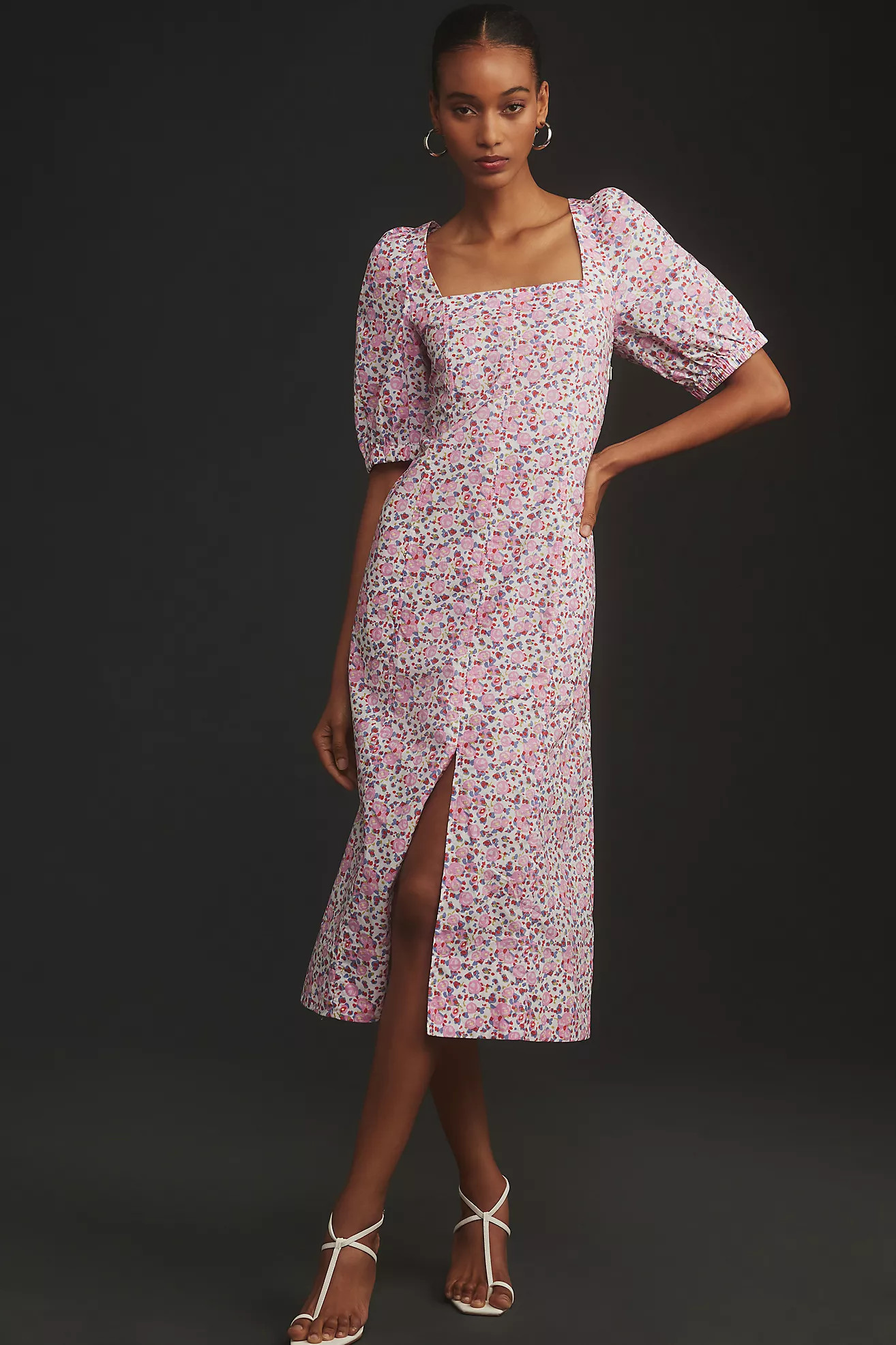 Baum und Pferdgarten Arlo Short-Sleeve Square-Neck Midi Dress | Anthropologie (US)