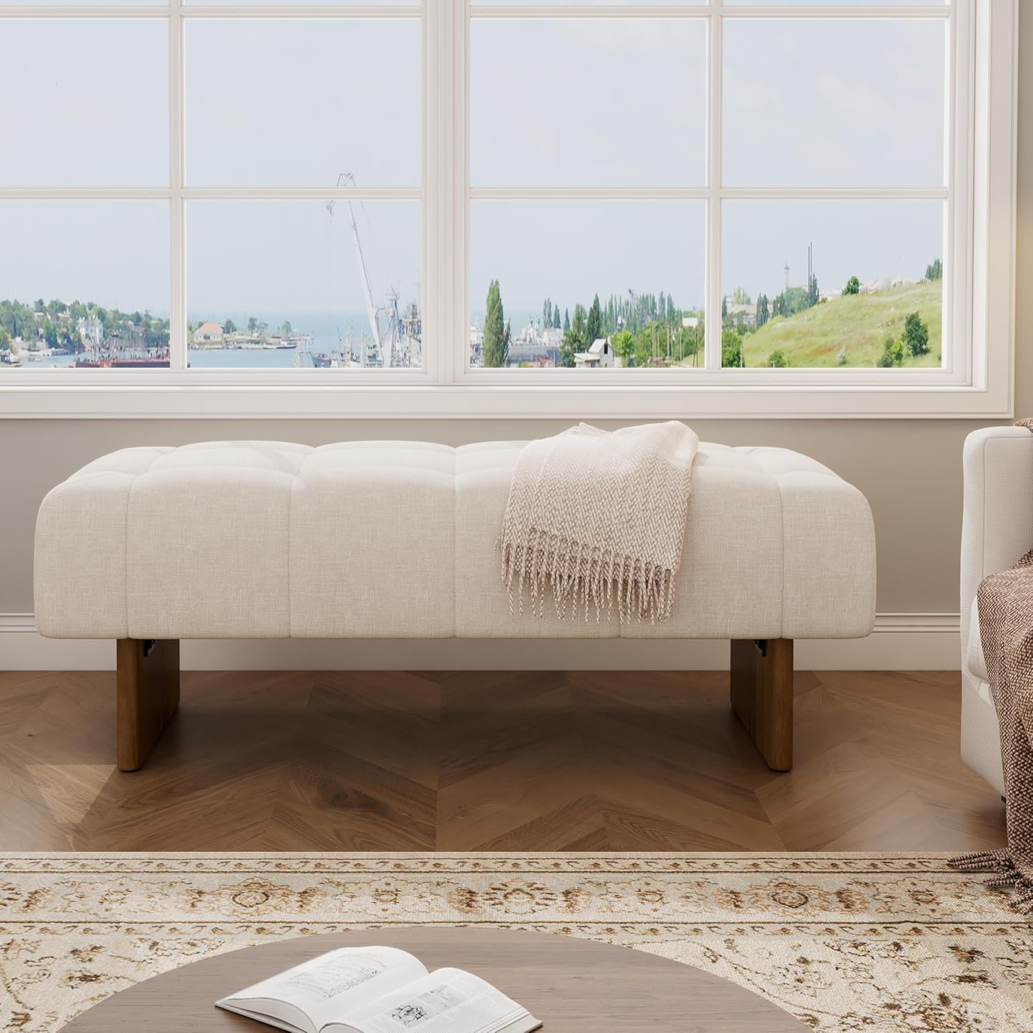 Christopher Knight Home Yvone Modern Upholstered Ottoman Bench, Minimalist Wooden Entryway Bench,... | Amazon (US)