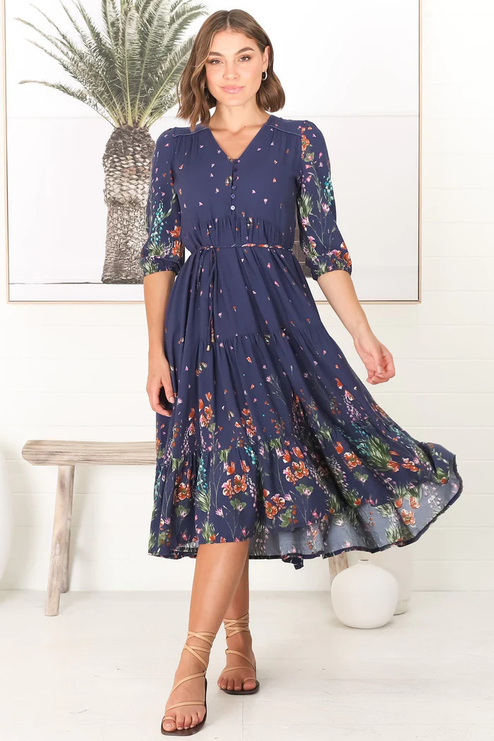 Eve - Raining Flowers Midi Dress | Salty Crush