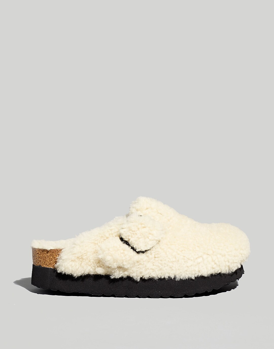 Birkenstock® Shearling Boston Big Buckle Platform Clogs | Madewell