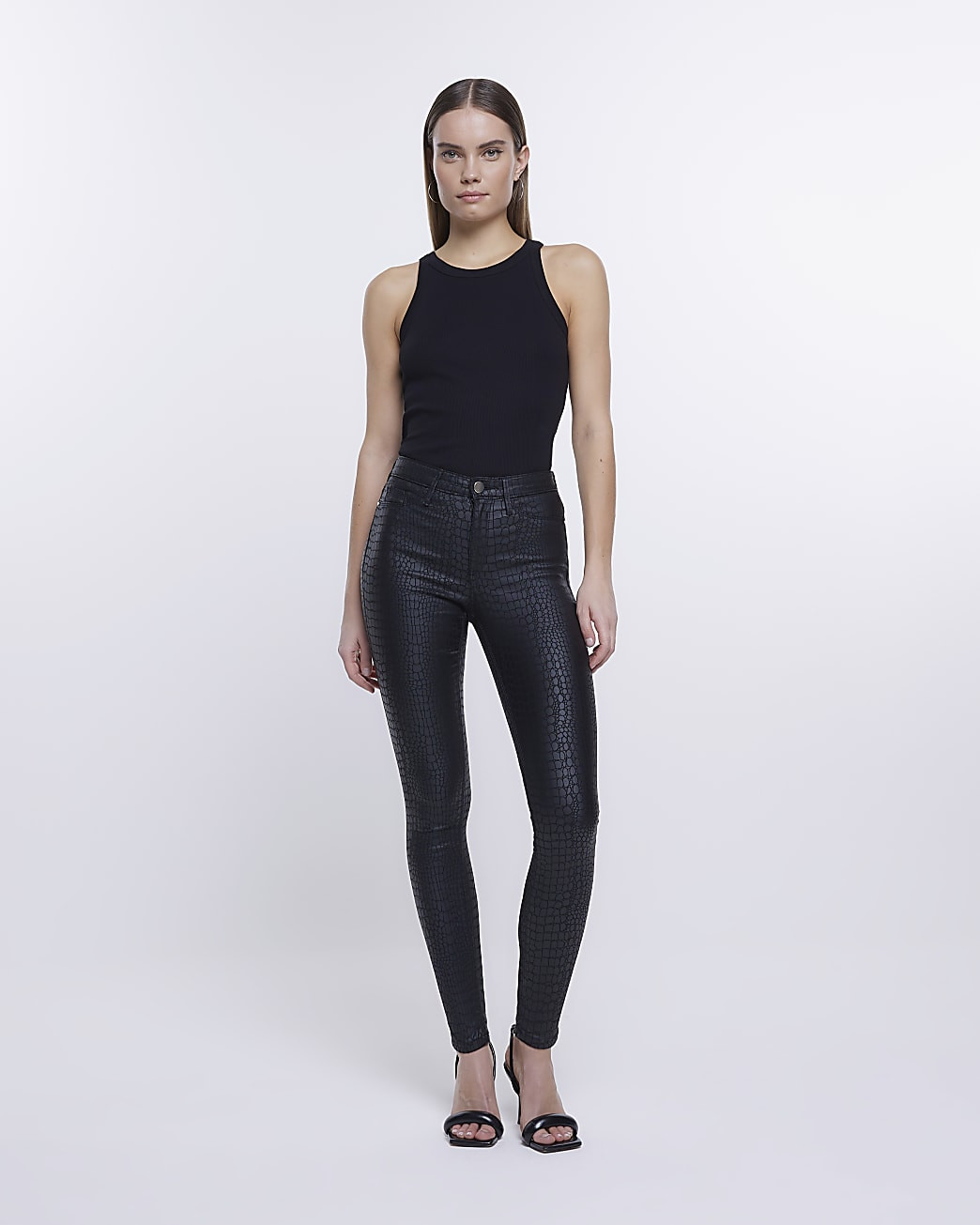 River Island Womens Black Molly Coated Skinny Jeans | River Island (US)