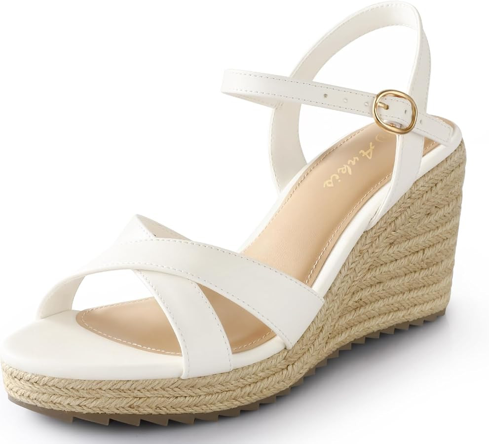 Ankis Wedge Sandals for Women, Espadrille Womens Wedge Sandals Comfortable Open Toe Cross Band An... | Amazon (US)