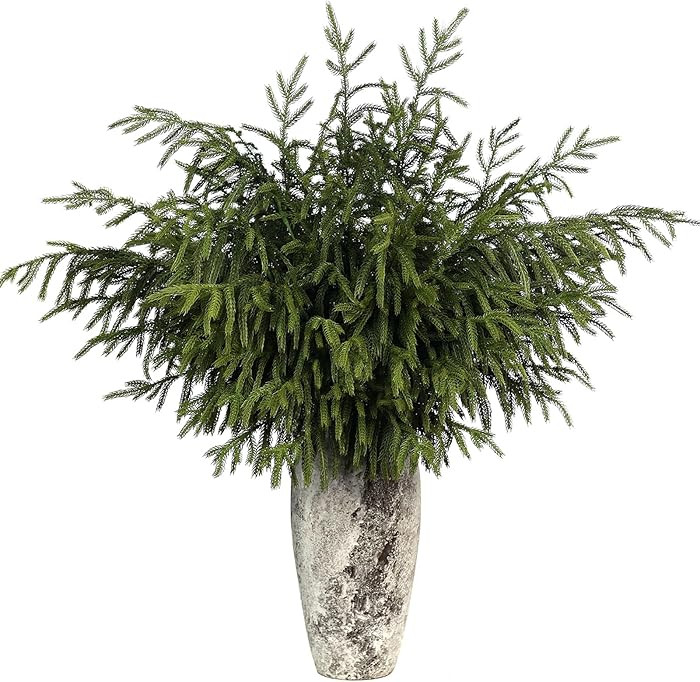 Real Touch Norfolk Pine Branch - 36" Artificial Christmas Green Plants Branches Faux Greenery Ste... | Amazon (US)