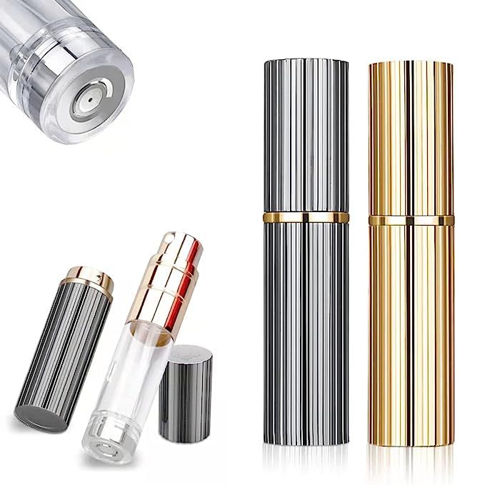 BRILIFLED Travel Atomizer Mini Refillable Empty Spray Perfume Bottle 5ml Grey & Gold Portable TSA... | Amazon (US)