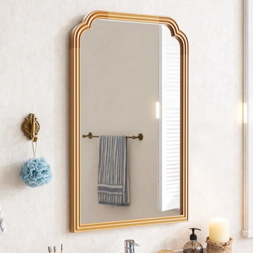 Ferytange Wood Frame Wall Mirror for Bathroom, Rounded Corner Arch Rectangle Mirror for Entryway, Living Room or Bedroom Home Decor - Light Woodgrain [20" x 30" Natural Color] | Amazon (CA)