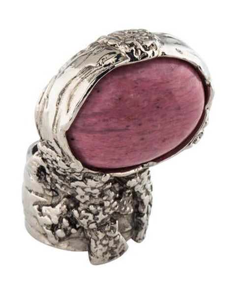 Yves Saint Laurent Rhodonite Arty Cocktail Ring Silver | The RealReal