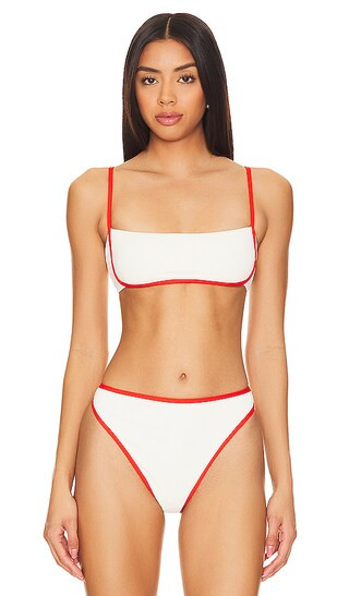 Hazel Bikini Top in Cream & Pimento | Revolve Clothing (Global)