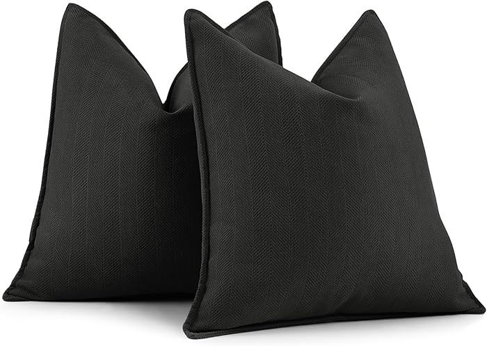 ZWJD Black Pillow Covers, 24x24, Chenille Throw Pillow Covers | Amazon (US)