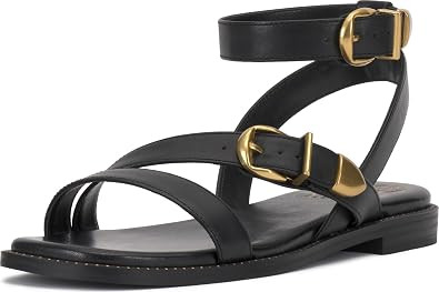Vince Camuto Neiko Double Buckle Strappy Flat Sandals | Amazon (US)