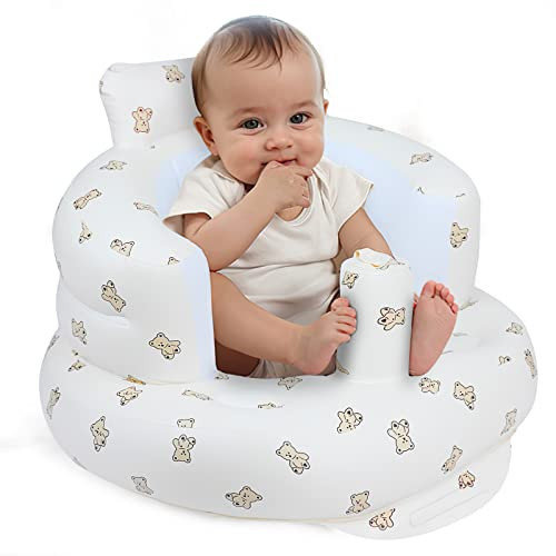 EKEPE Inflatable Baby Seat for Babies 3 Months & Up, Baby Floor Seats for Sitting Up, Baby Seats for Infants, Blow Up Baby Chair with Built in Air Pump - Bear | Amazon (US)