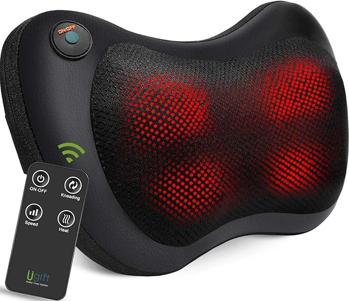 UGift Neck and Back Massager with Heat -Massage Pillow with Remote Control Deep Tissue Shiatsu Kn... | Amazon (US)
