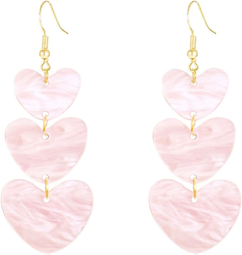 ONLYJUMP Valentine's Day Love Heart Dangle Earrings for Women Multi Interlocking Heart Dangle Ear... | Amazon (US)