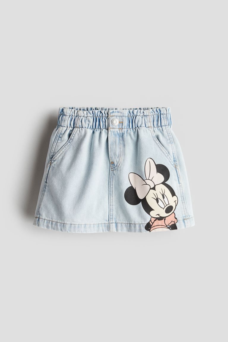 A-line Denim Skirt - Regular waist - Short - Light denim blue/Minnie Mouse - Kids | H&M US | H&M (US + CA)