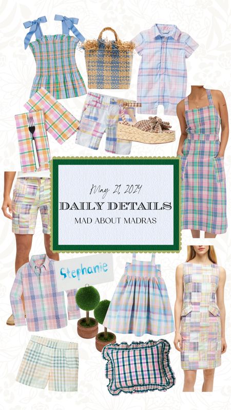 Mad about madras. Summers perfect pattern for the whole household. 

Summer dress, vacation outfit, swim, home decor, classic style, preppy style, tuckernuck, Boden, Anthropologie, lake pajamas, striped dress, plaid dress, stripes, madras, plaid, summer style, madras, loeffler Randall, boy style 

#LTKSaleAlert #LTKSeasonal #LTKStyleTip