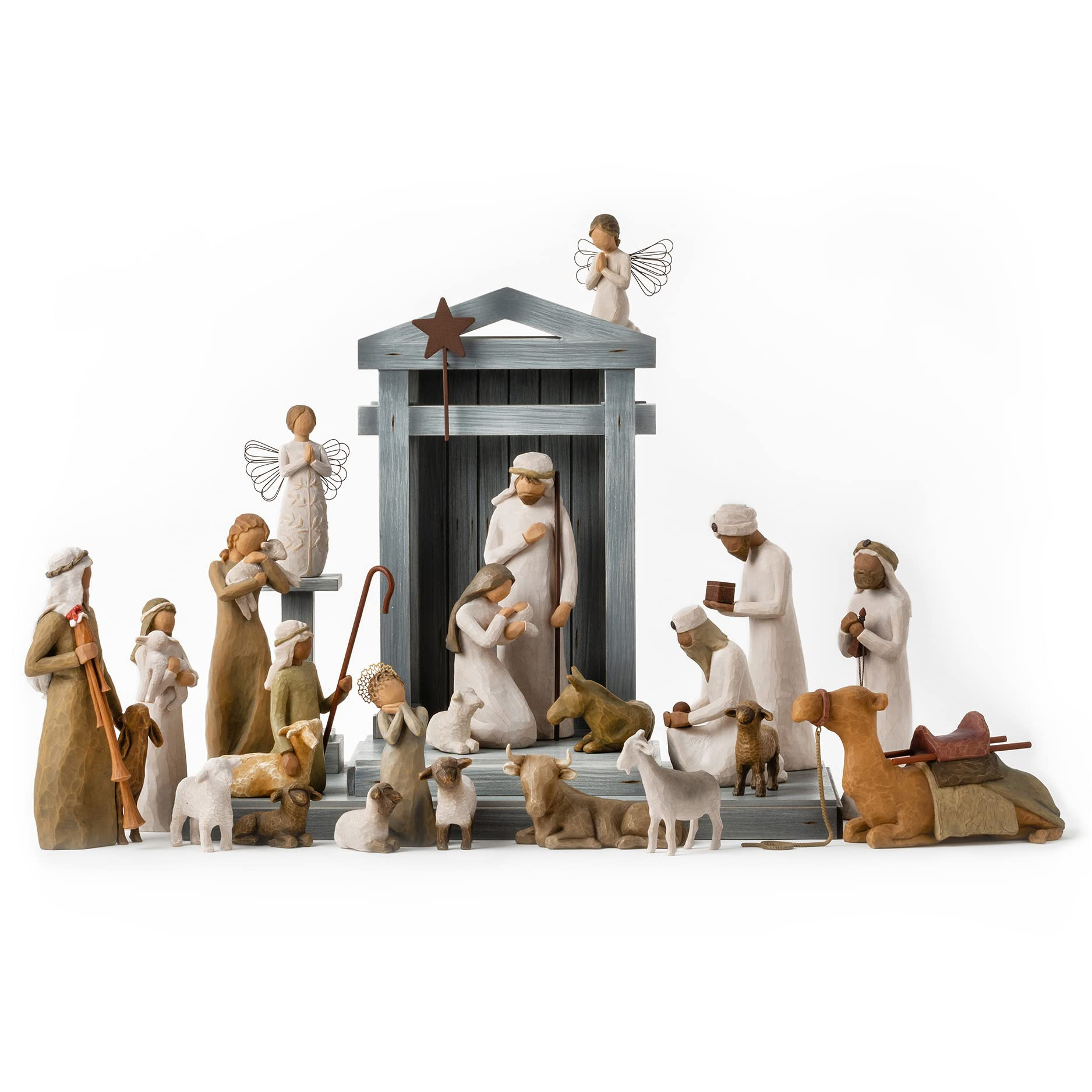 Willow Tree Nativity Premier Plus Shepherds, Animals and Angels, 24-Piece Set | Amazon (US)