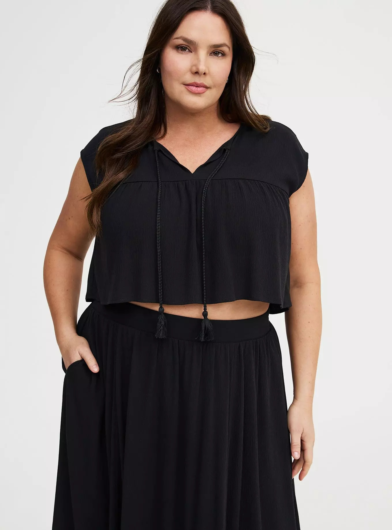Crinkle Gauze Crop Top & Maxi Skirt Set | Torrid (US & Canada)