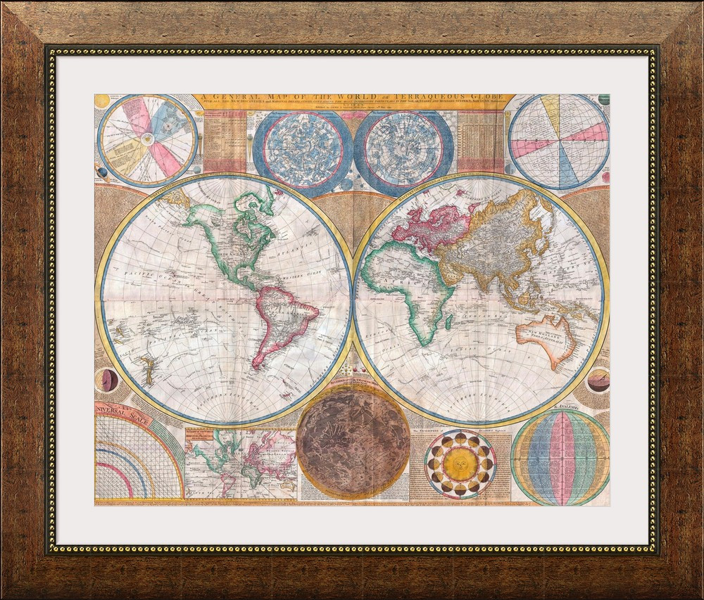 Double Hemisphere Wall Map Of The World By Samuel Dunn Wall Art | Great Big Canvas - Dynamic
