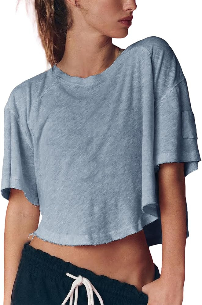 Gnveub Womens Workout Tops Lightweight Short Sleeve Workout Shirts Cropped Yoga Pilates Gym T Shi... | Amazon (US)