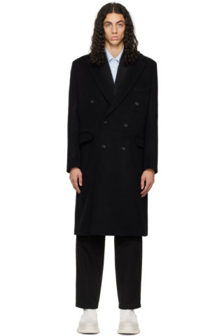 Black Double-Breasted Coat | SSENSE