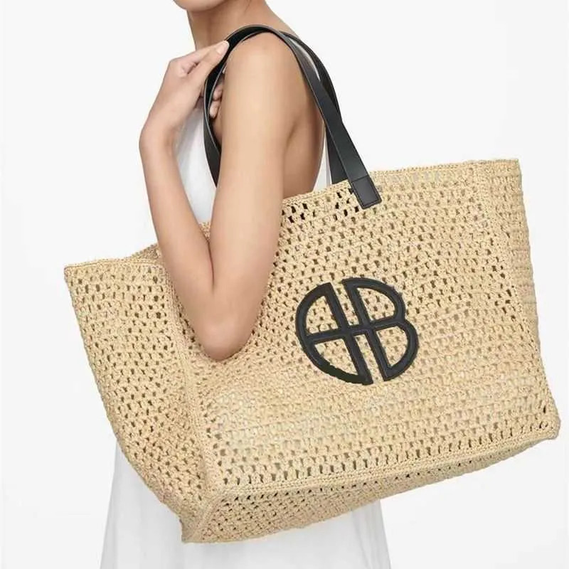 Anine Bing Niche Beach Designer Bag Fashion Woven Seaweed Handmade Tote Large Capacity Outdoor Ba... | DHGate