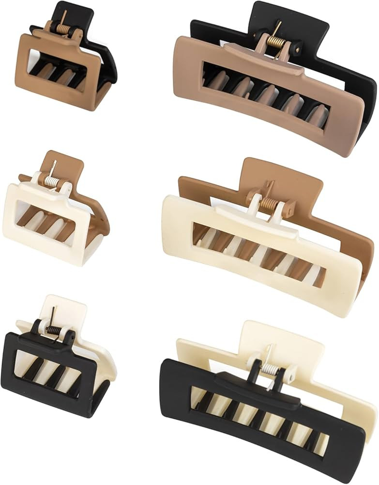 Agirlvct 6 Pack Two-tone Hair Claw Clips,Two-Colored Square Jaw Clips,Strong Hold Nonslip Hair Cl... | Amazon (US)