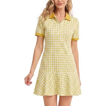 YEXPINE Polo Dress for Women Short Sleeve Ruffle Hem Golf Tennis Summer Mini Dresses | Amazon (US)