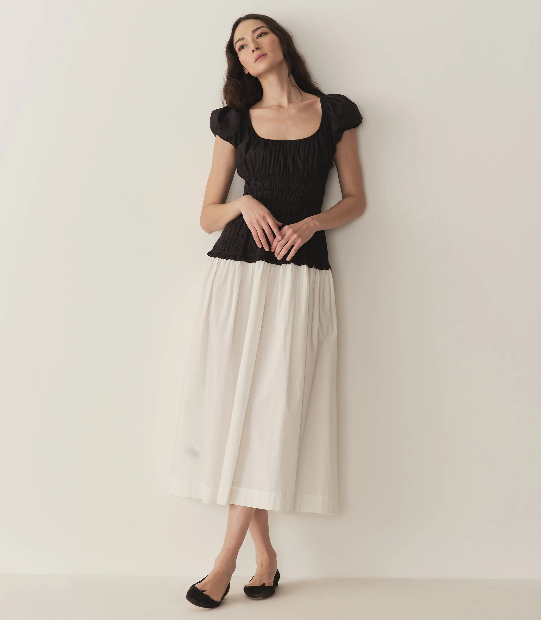 Enya Dress - Black And Salt | DÔEN | DOEN