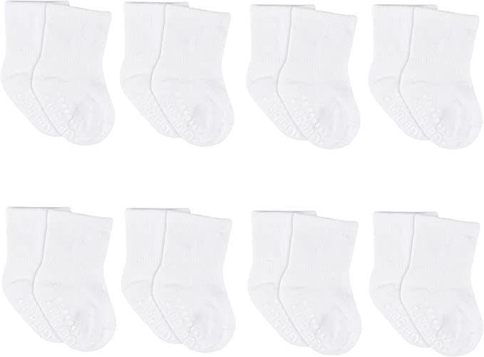 Gerber Unisex Baby and Toddler 8-Pack Wiggle-Proof Jersey Crew Socks | Amazon (US)