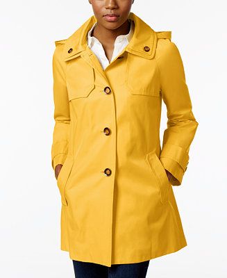 London Fog Hooded A-Line Double-Collar Raincoat | Macys (US)