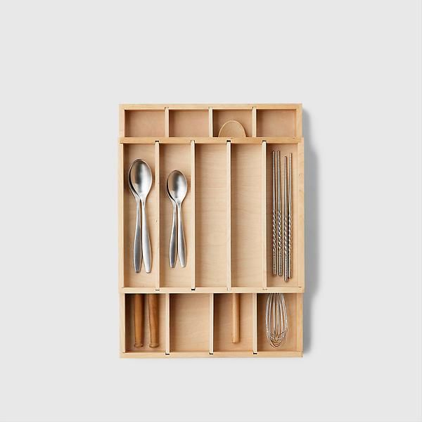 Marie Kondo Birch Narrow 2-Tier Flatware & Utensil Tray | The Container Store