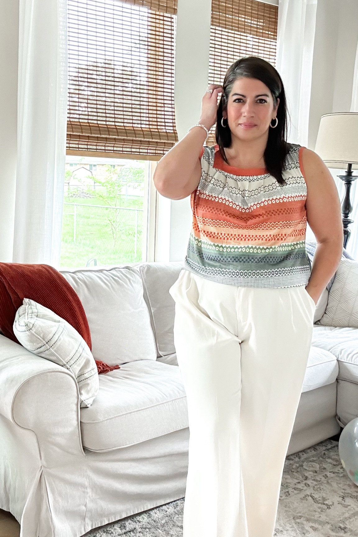 Great sleeveless summer top! Midsize top
Plus-size top
Workwear top
Mother’s Day outfitt

#LTKworkwear #LTKmidsize #LTKover40