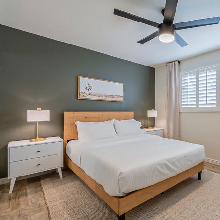 Airbnb master bedroom - neutral toned desert themed bedroom

#roomstyling #interiordesign #desertroom #goldlamps #whitenightstands #woodbedframe

#LTKhome