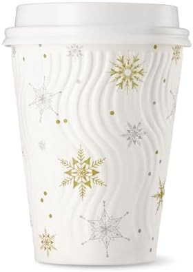 [100 SET]Harvest Pack 12 oz Christmas Coffee Cups with Lids, White Snowflake Winter Disposable Pa... | Amazon (US)
